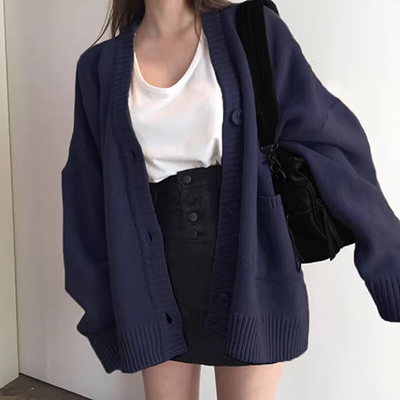 Học sinh mùa thu phiên bản Hàn Quốc hoang dã của mẫu cổ chữ V mới áo thun rộng rãi áo len nữ áo vest vest vest ao len nu