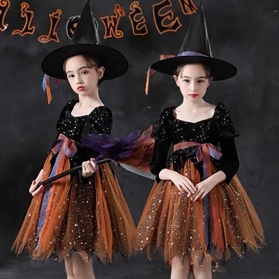 Halloween Trẻ Em Trang Phục Phù Thủy Cosplay Bé Gái Nhập Vai Trang Phục Cô Bé Trang Phục Phù Thủy