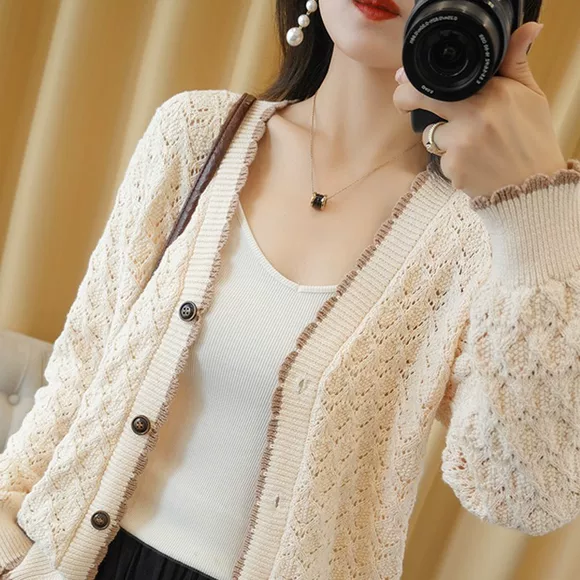 Áo nữ 2019 phiên bản Hàn Quốc mới của áo cổ chữ V đan áo len thời trang áo len hoang dã - Áo len cổ chữ V áo len nữ đẹp 2021