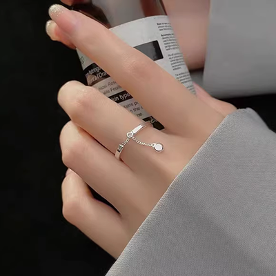 S925 bạc Nhật Bản và Hàn Quốc đơn giản kết hợp nhẫn trang sức thủy triều mở đuôi nhẫn nhẫn sinh viên nữ retro nhẫn vàng nam
