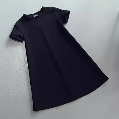 Váy hạ eo nữ đơn giản trong chiếc váy dài tay ngắn mùa hè Một chiếc váy chữ 2019 hè phong cách mới - A-Line Váy váy chữ a công sở