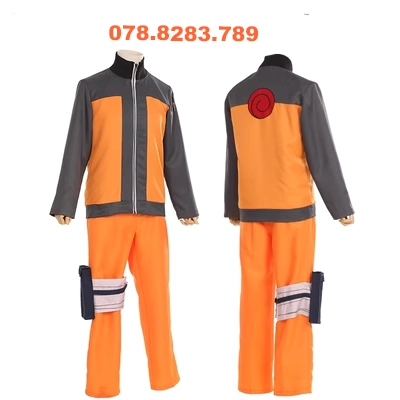 Chính thức chính hãng Naruto Shippuden Uzumaki Naruto cos phù hợp với quần áo người lớn trọn bộ trang phục hóa trang dành cho nam giới