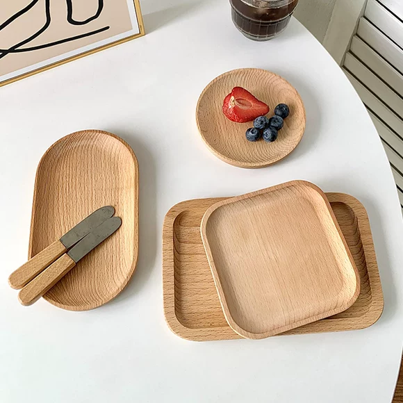 Nhật Bản pallet gỗ hình chữ nhật tấm gỗ rắn hộ gia đình khay khay gỗ đĩa bánh mì khay nướng thịt thị trường - Tấm khay trà gỗ nguyên khối