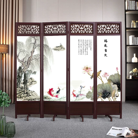 Tứ Xuyên Jinsi Nanmu vách ngăn gấp khung Nan rắn gỗ màn hình trang trí gỗ gụ khắc hoa
