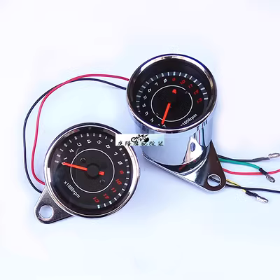 Xe máy retrofit retro mét tachometer LED chiếu sáng mạ điện cơ tachometer điện tử cảm ứng tachometer