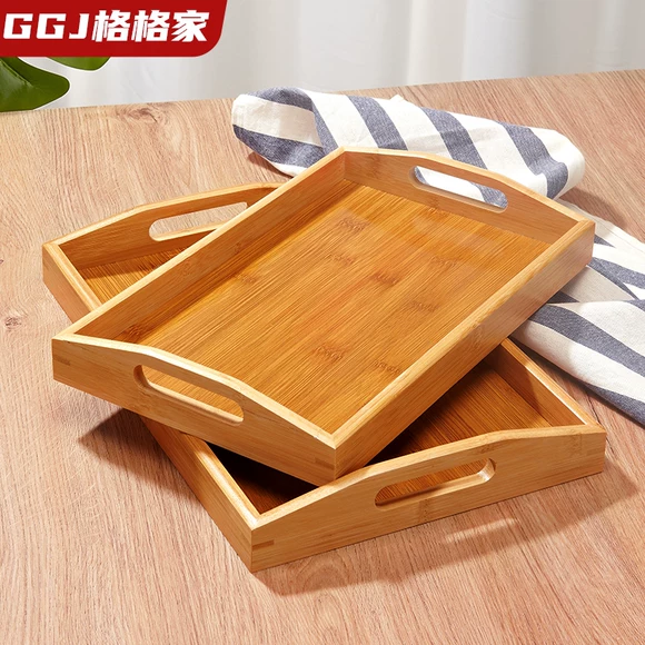 Pizza khay gỗ hình chữ nhật kích thước bằng gỗ teacup khay trà bít tết tấm gỗ tấm gỗ tròn hộ gia đình Nhật Bản - Tấm