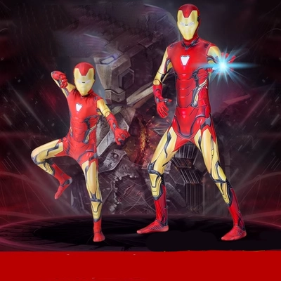 Bộ đồ cos của Iron Man phù hợp với trẻ em bộ đồ liền thân của người lớn Bộ đồ biểu diễn Avengers trang phục cha mẹ và con cái