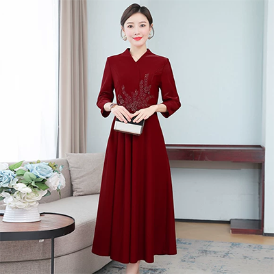 Một từ cổ áo Phiên bản tiếng Hàn của phụ nữ mới phồng tay cao eo quây váy đỏ Một váy váy hoang dã bãi biển - A-Line Váy đầm dạ hội