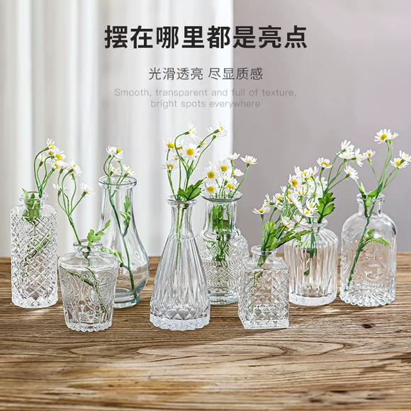 Tối giản châu Âu mini màu trong suốt hình học đa diện hình tinh thể nhỏ thủy tinh bình hoa văn hóa nước - Vase / Bồn hoa & Kệ chậu hoa để bàn