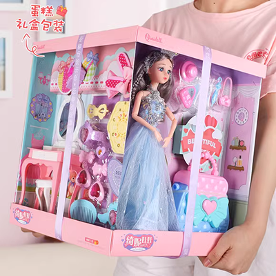 Barbie lớn shaker mô phỏng nội thất phòng ngủ sang trọng búp bê trẻ em đôi giường đồ chơi châu Âu - Búp bê / Phụ kiện