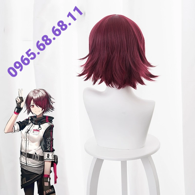 Lord of Arknights, Angel, tóc ngắn màu đỏ tía đảo ngược, tóc giả cosplay anime