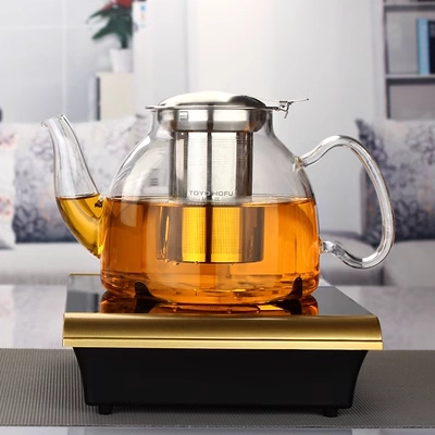 Tuoyou Kính chịu nhiệt đặc biệt cảm ứng bếp ấm trà Bộ lọc bằng thép không gỉ Ấm trà Đốt nước đặt bộ trà ly uống trà
