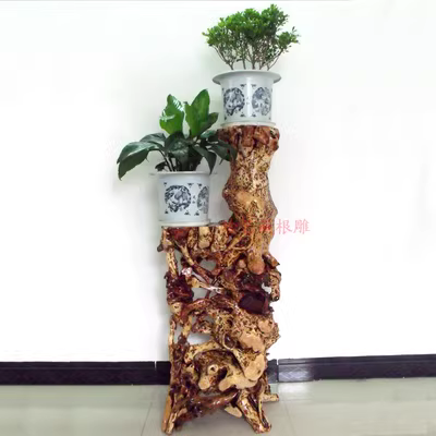 Zhenyi Tây Tạng khắc gốc Du Fugen mục vụ cây cảnh hai tầng hoa phòng khách nhà cafe quán trà trang trí bán nóng - Các món ăn khao khát gốc bộ bàn ghế bằng gốc cây