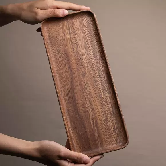 Khay gỗ Nhật Bản có tay cầm hình chữ nhật lưu trữ bằng gỗ khay trà sáng tạo retro tấm gỗ hộ gia đình tấm ăn tối đơn giản - Tấm đồ dùng nhà bếp bằng gỗ