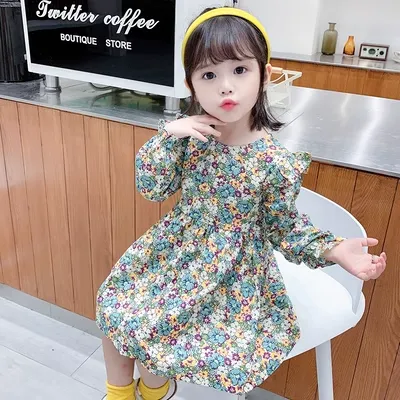 Đầm bé gái xuân thu Đầm trẻ em công chúa thời trang váy hoa trẻ em mùa thu hợp thời trang dành cho bé 3-4 tuổi