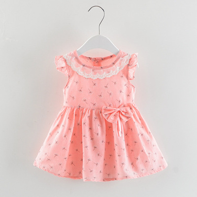 Mùa hè váy cô gái váy 1-4 tuổi bé bông ren vòng cổ ăn mặc trẻ sơ sinh trai bông váy bán buôn