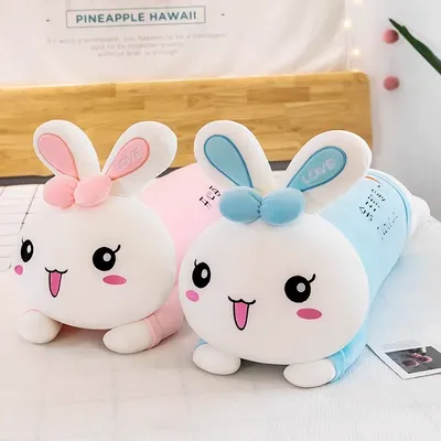 Gối thỏ ngủ dễ thương siêu mềm màu hồng bé gái đồ chơi sang trọng búp bê thỏ siêu dễ thương Linh vật năm mới