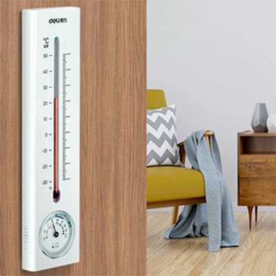 Nhiệt kế Deli gia đình Máy đo nhiệt độ và độ ẩm điện tử trong nhà Cửa hàng thuốc Máy đo nhiệt độ và độ ẩm phòng bé có độ chính xác cao treo tường