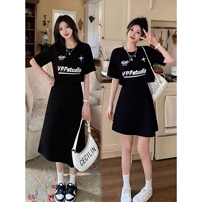 Mùa hè 2018 eo thon mới là váy xù mỏng manh khí chất màu ngắn tay Một chiếc váy chữ nữ - A-Line Váy váy chữ a cho người béo