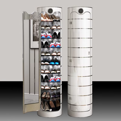 Tủ giày xoay mới Giá giày 2022 cửa nhà khử trùng và khử trùng thông minh ngăn chứa hình trụ tròn thẳng đứng hẹp và cao kệ treo tường đơn giản