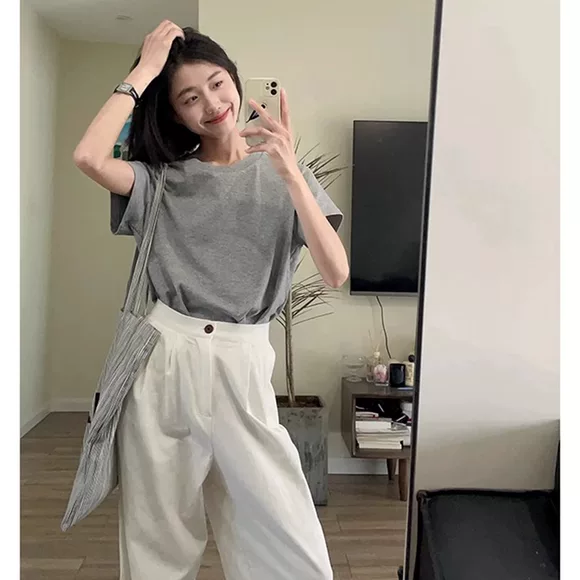 Trang web chính thức của cửa hàng Ama Shi 2019 xuân mới cổ cao sọc đáy áo sơ mi dài tay áo len - Áo / áo thun ao khoac len