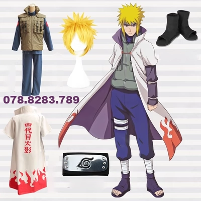 Naruto Namikaze Minato cosplay Jonin trang phục thế hệ thứ tư áo choàng quần áo áo choàng tóc giả Bộ hoàn chỉnh cosplay sakura shippuden