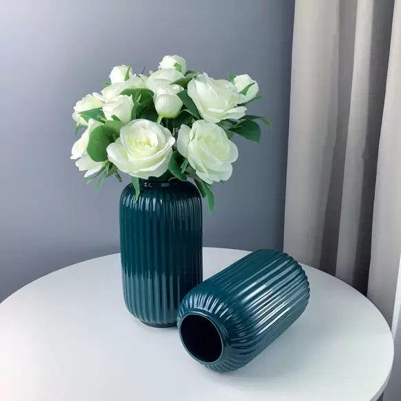 Tối giản Bắc Âu sáng tạo kính màu bình thủy canh xanh củ cải tre hoa khô hoa bình hoa trang trí phòng khách - Vase / Bồn hoa & Kệ