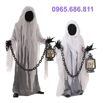 Trang phục hóa trang Halloween nam ma trưởng thành sân khấu biểu diễn trang phục kinh dị quỷ cosplay trẻ em ngộ nghĩnh ma vô danh