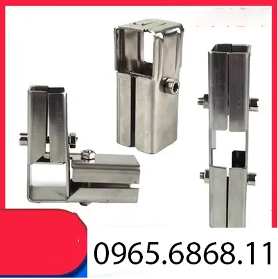 Khớp nối kim loại vuông kết nối ống đứng chất liệu thép không gỉ 25x25 kẹp kệ bốn chiều