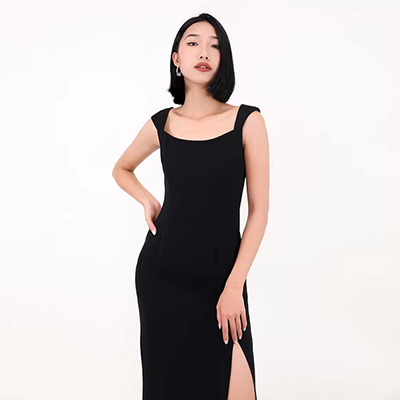Difu Runchi 2019 đầm mới mùa xuân nữ cổ áo rỗng áo thời trang mỏng thanh lịch - Váy dài