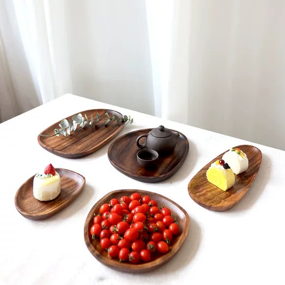 Mới Nhật Bản khay tre rắn tấm gỗ hình chữ nhật tre tấm gỗ tấm trái cây khay đĩa đĩa trà tấm nướng - Tấm khay gỗ chữ nhật