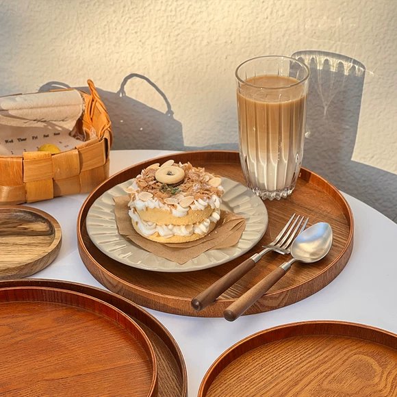 Khay gỗ Nhật Bản có tay cầm hình chữ nhật lưu trữ bằng gỗ khay trà sáng tạo retro tấm gỗ hộ gia đình tấm ăn tối đơn giản - Tấm khay trà gỗ giá rẻ