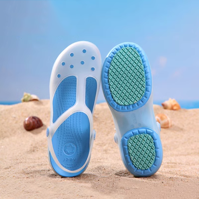 Giày Croc Chống Trơn Trượt Nữ Ins Hợp Thời Trang Bao Đầu Đế Mềm Đi Biển Jelly Giày Sandal 2023 Giày Đi Mưa Mới Đế Dày Dép Dép phòng thí nghiệm
