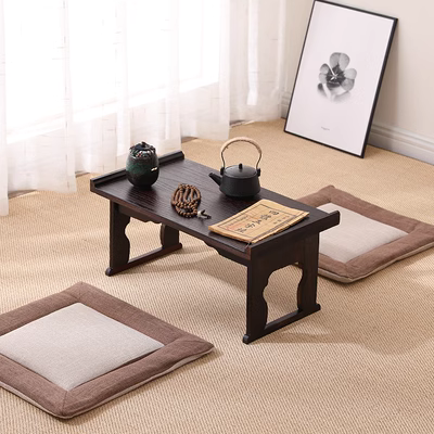 Mini đơn giản sofa gỗ chắc chắn bàn cà phê nhỏ sáng tạo nhỏ retro giường gấp bàn nhỏ bên bàn wabi-sabi phong cách