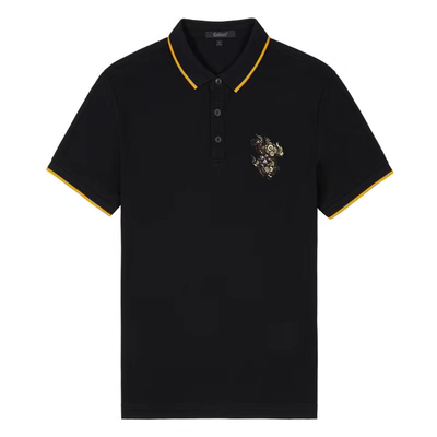 Carbine Thời trang nam thêu động vật Phong cách Trung Quốc Thanh niên Áo thun ngắn tay 2019 Xuân quốc xu hướng áo polo - Polo áo polo có cổ
