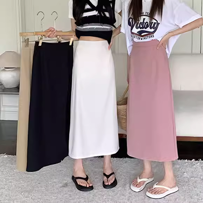 Váy gió nữ mùa hè 2019 mới của phụ nữ phiên bản Hàn Quốc mỏng manh trong chiếc váy dài váy khảm không đều - Váy eo cao 	váy tôn eo	