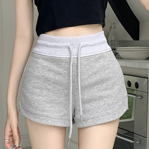 Quần short nữ midi cổ điển màu Navy Navy giản dị 391572W 2019 Quần linen thoáng khí mới cho nữ - Quần short quần áo thời trang nữ