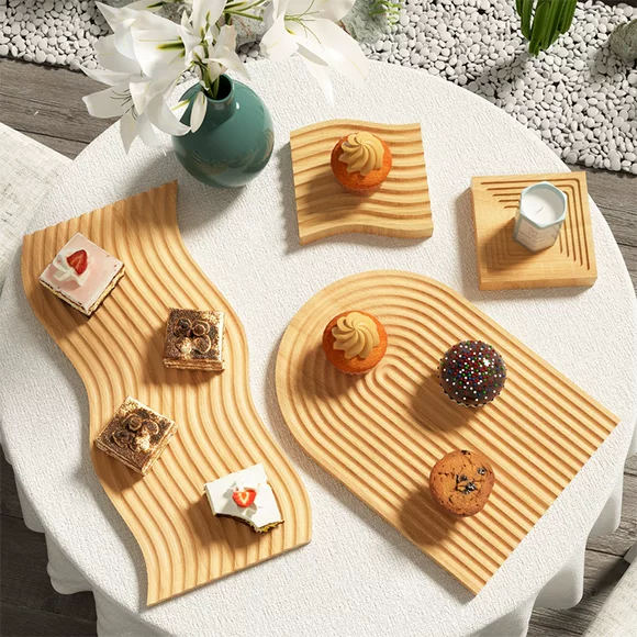 Khay gỗ Nhật Bản bằng gỗ đĩa gỗ hình chữ nhật bánh rắn gỗ đĩa ăn sáng pizza tấm tấm bằng gỗ tròn - Tấm đũa gỗ cao cấp xuất khẩu
