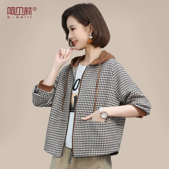 Quần nữ trung niên mẹ mới giả quần len giản dị 35 tuổi 55 thun dài phần mùa thu sọc lớn đầm dạ hội trung niên cho người mập