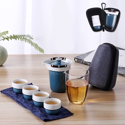 Trà du lịch di động Kung Fu Bộ trà thủy tinh nhanh Cup Một nồi Bốn cốc trà ngoài trời - Trà sứ ấm ủ trà