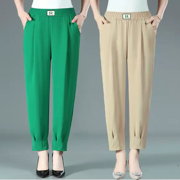 Quần nhung kẻ nữ mùa thu đông 2018 phiên bản mới của Hàn Quốc eo cao sang trọng là quần nhung mỏng và nhung dày thường xuyên quần harem quần suông ống rộng nữ