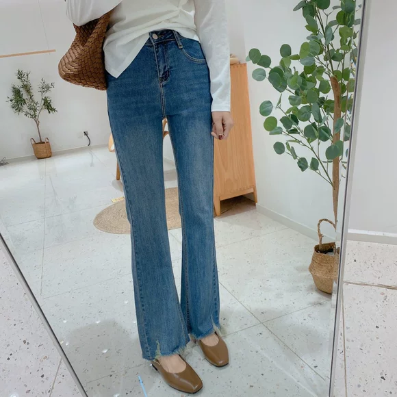 Mùa xuân và mùa thu là quần jeans cạp cao bó sát mới sinh viên Hàn Quốc bút chì quần dài quần nữ chân - Quần jean