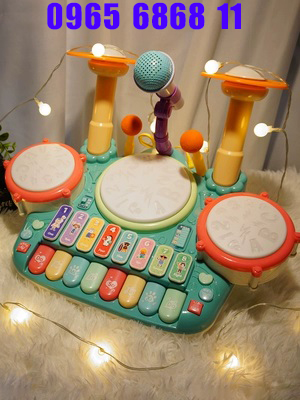 Đồ chơi âm nhạc cho bé bộ đàn trống kết hợp micro cho bé trai bé gái 3 đến 6 tuổi