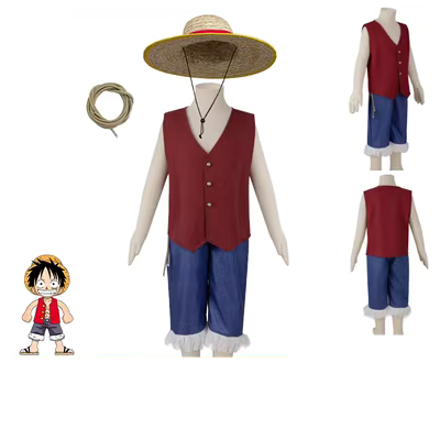 Bộ phim One Piece live-action cos phù hợp với Luffy cùng áo mũ rơm trẻ em phiên bản người lớn trang phục hóa trang