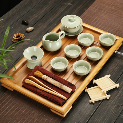 Khay trà gỗ rắn thoát nước, Bộ ấm pha trà du lịch tiện lợi