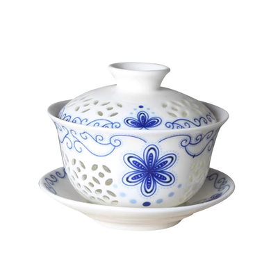 Tổ ong Linglong Trà Bát Jingdezhen Kungfu Openwork Bát Cực lớn Handmade Bộ bát trà xanh và trắng bình ủ trà 10l