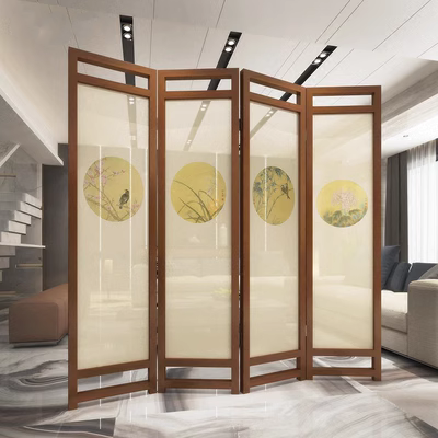 Trung Quốc phòng ngủ di động gỗ rắn màn hình gấp vách ngăn phòng khách đơn giản hiện đại thời trang gấp màn hình tre Meilan