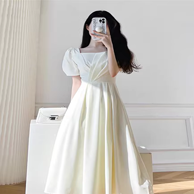 Mùa hè 2018 mới của phụ nữ váy ngắn tay gợi cảm dây đeo vai quây thon thon một chiếc váy chữ - A-Line Váy
