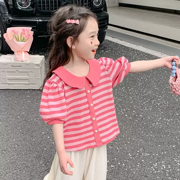 Quần áo bé gái mùa thu 2018 phiên bản mới của Hàn Quốc cho bé gái thể thao hai dây mùa xuân và mùa thu sọc bé gái shop trẻ em