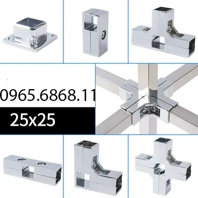 Khớp nối ống thép vuông nối ống kệ phụ kiện chất liệu thép không gỉ kích thước 25x25 giá con ốc vít Chốt